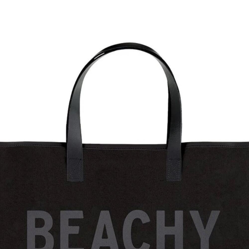 Black Canvas Tote - Beachy beach bag travel bag daily bag well made - Picture 3 of 3